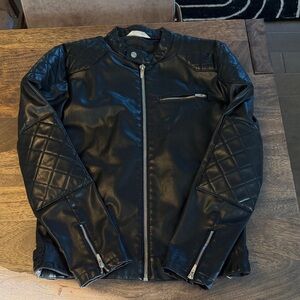 Zara Black Quilted Leather Jacket